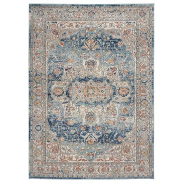 Nourison Quarry QUA11 5"3" x 7"3" Ivory and Blue Area Rug, , large