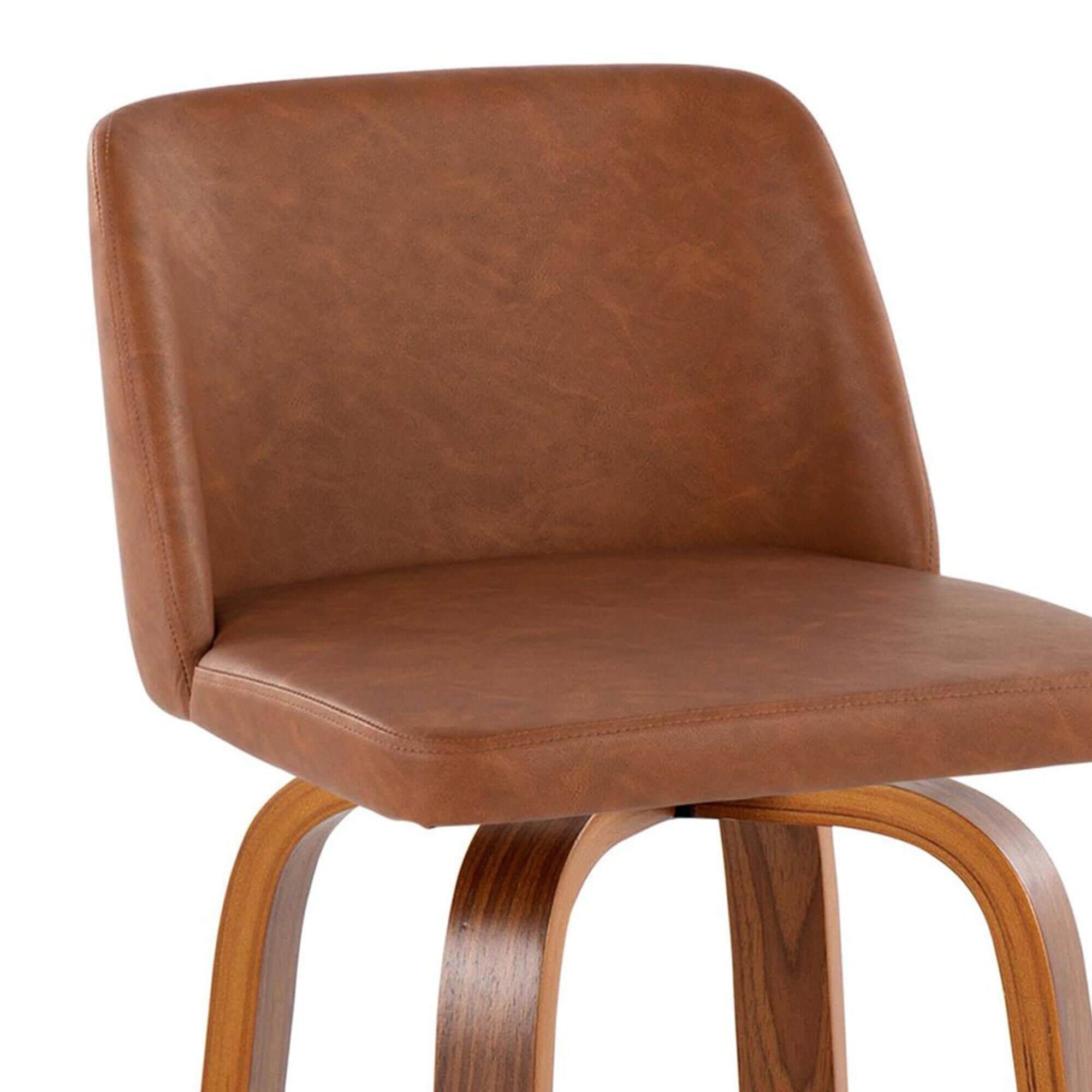 LumiSource Toriano Swivel Bar Stool with Camel Faux Leather