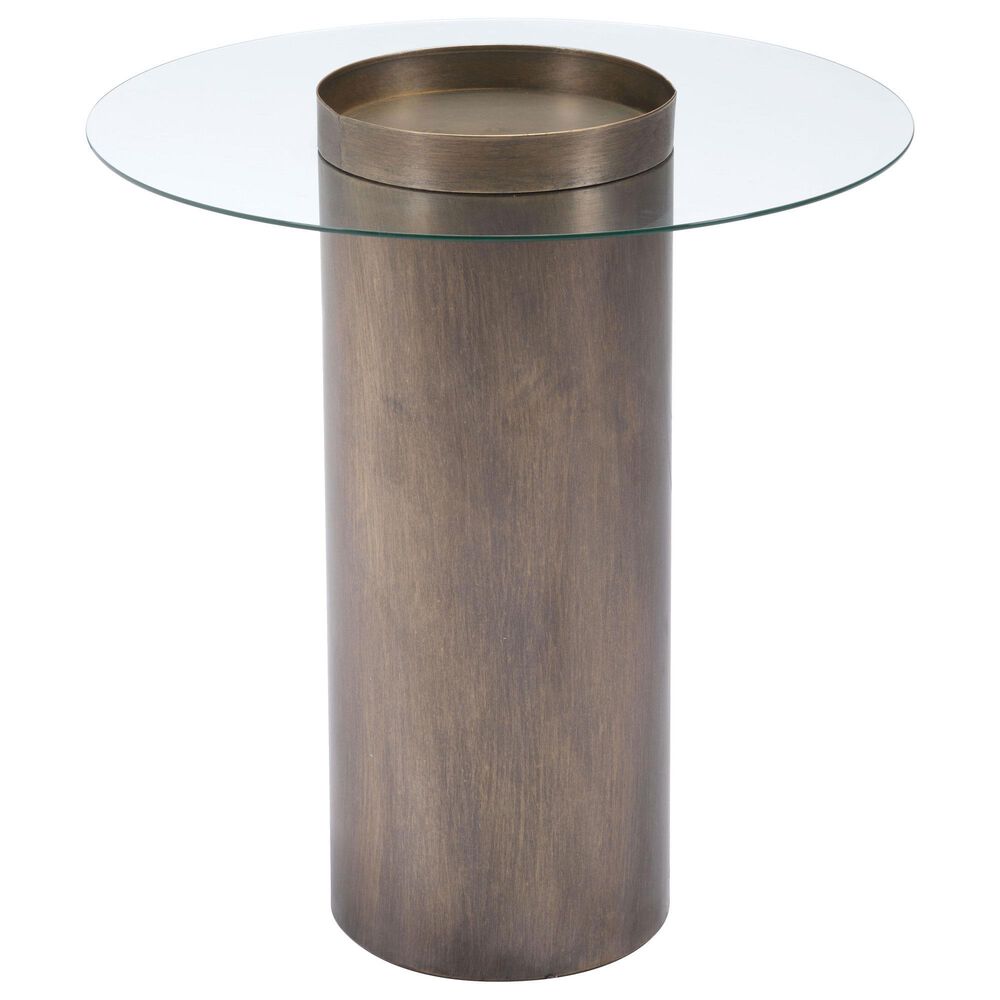 Zuo Modern Emi End Table in Antique Gold and Glass, , large