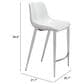 Zuo Modern Magnus Counter Chair in White/Silver (Set of 2), , large