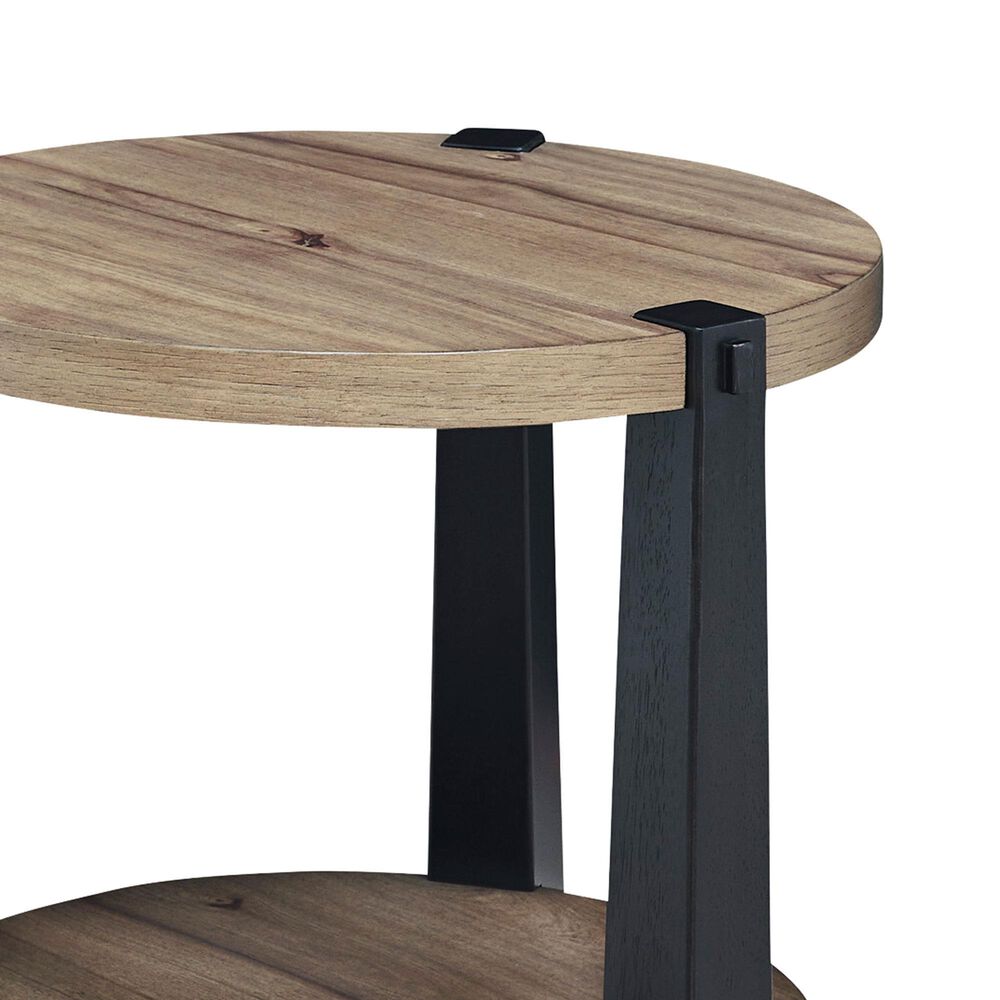 Ashley Ridgester Round End Table in Light Brown and Matte Black, , large