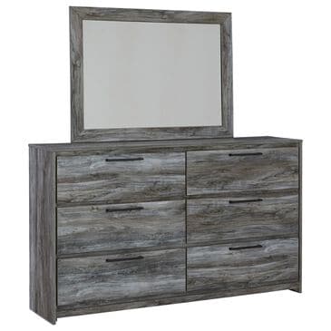 Ashley Baystorm 6 Drawer Dresser and Wide Frame Mirror in Gray, , large