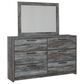 Ashley Baystorm 6 Drawer Dresser and Wide Frame Mirror in Gray, , large