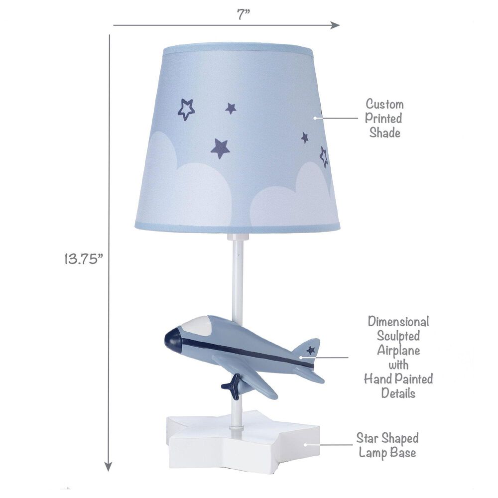 Lambs and Ivy Little Aviator Table Lamp with Shade and Bulb in White, , large