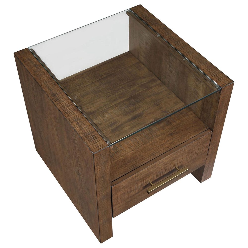 Crystal City Garland Glass Top End Table in Toffee, , large