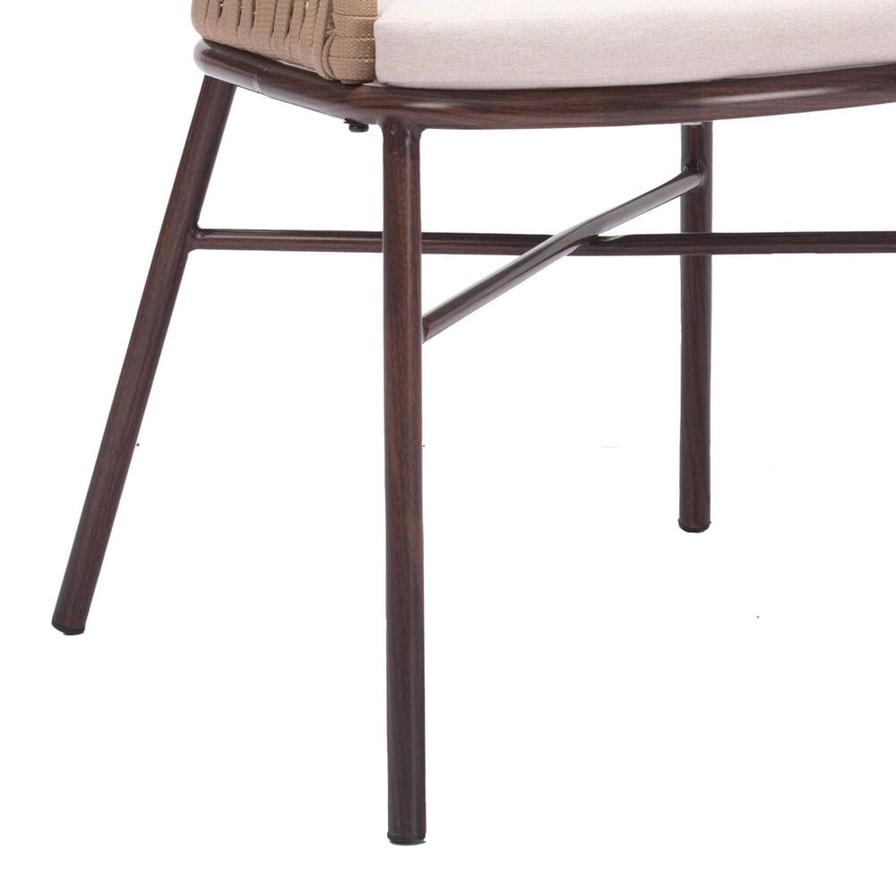 Zuo Modern Freycinet Outdoor Dining Chair with Natural Back in Beige (Set of 2), , large