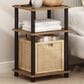 HOMLUX 3-Tier Just Turn-N-Tube End Table with 2 USB ports in Flagstaff Oak and Black, , large