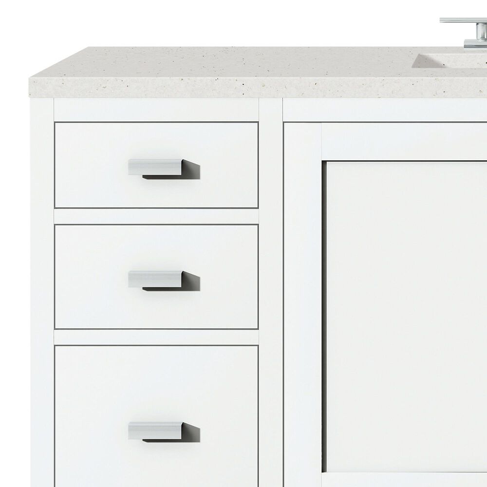 James Martin Vanities Addison 60&quot; Single Bathroom Vanity in Glossy White with 3 cm Lime Delight Quartz Top and Rectangular Sink, , large