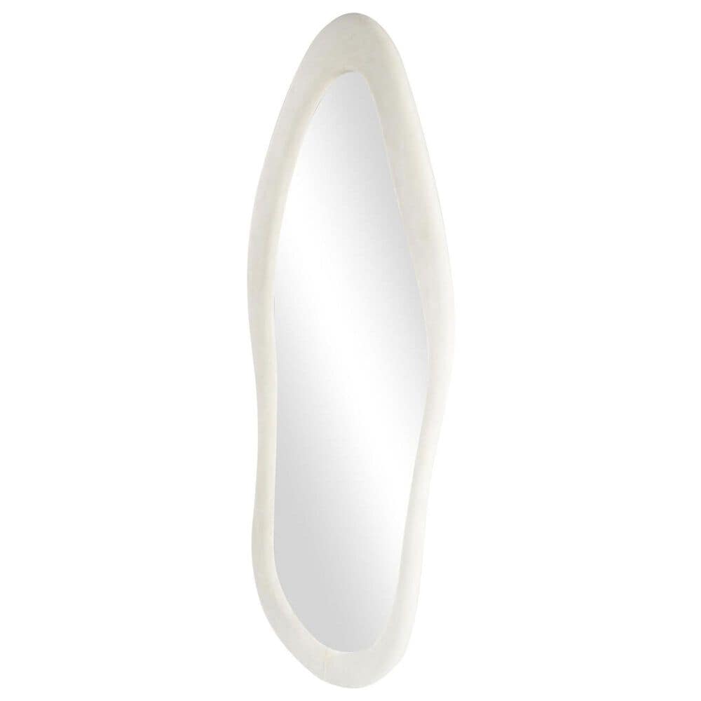 Maple and Jade 65&quot; x 26&quot; Velvet Abstract Wavy Wall Mirror in White, , large