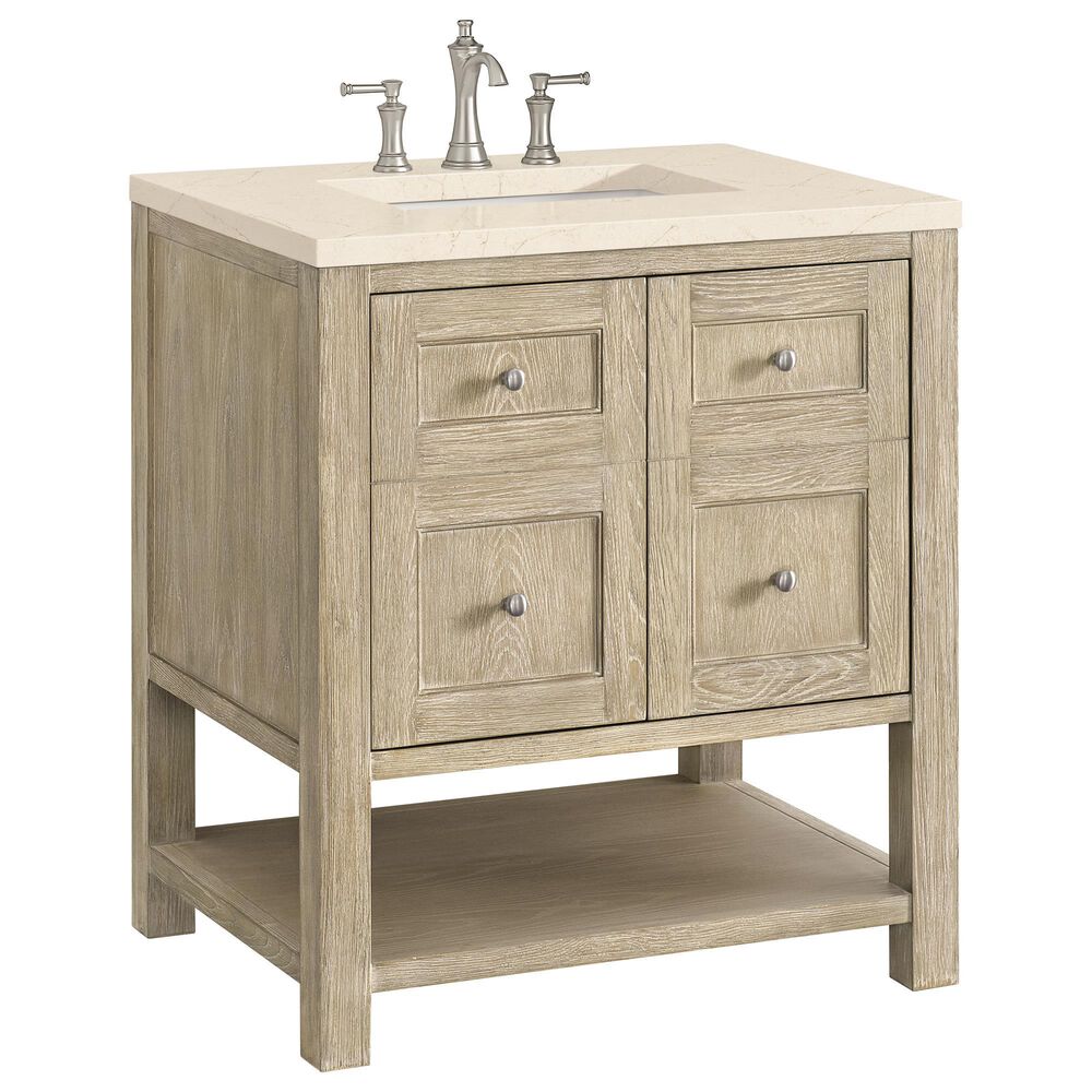 James Martin Vanities Breckenridge 30" Single Vanity inWhitewashed Oak with 3 cm Eternal Marfil Quartz Top, , large