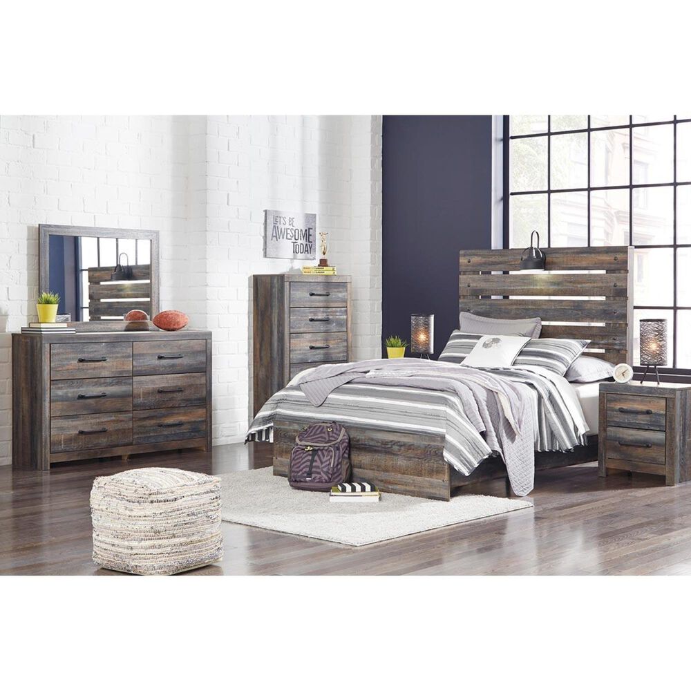 Ashley Drystan Full Panel Bed in Rustic Brown with USB Ports, , large