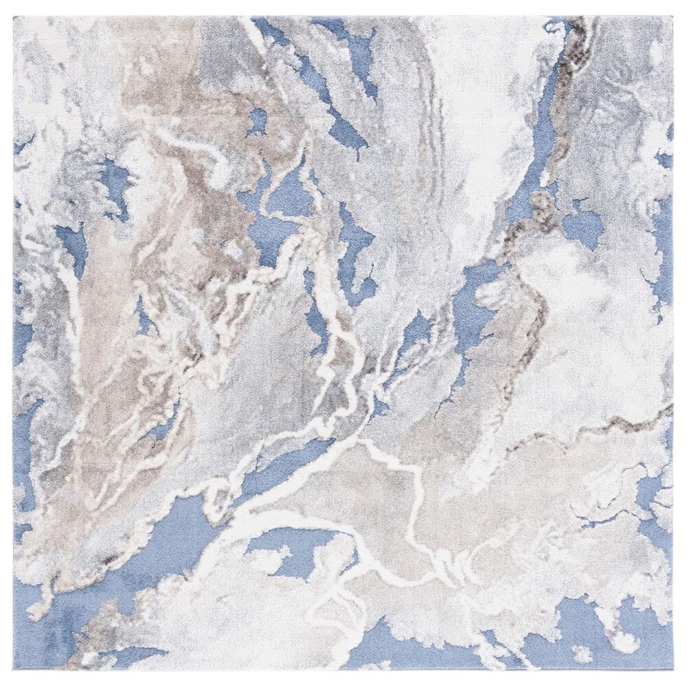 Safavieh Cyrus Shag 6"7" Square Blue and Beige Area Rug, , large