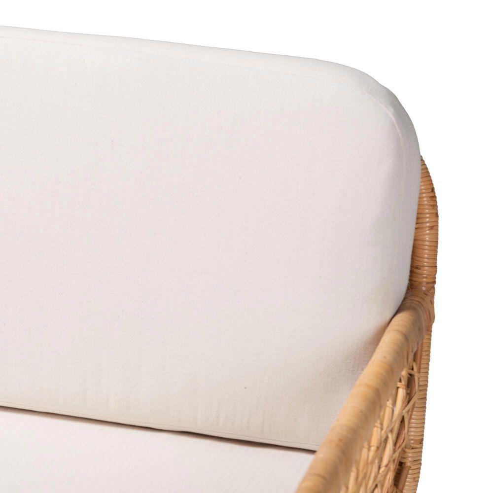 Baxton Studio Pakis Stationary Tete-a-Tete Sofa with Light Honey Rattan in Neutral, , large