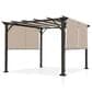 Sunwell Garden 10" x 10" Outdoor Metal Pergola with Canopy Shades in Beige, , large