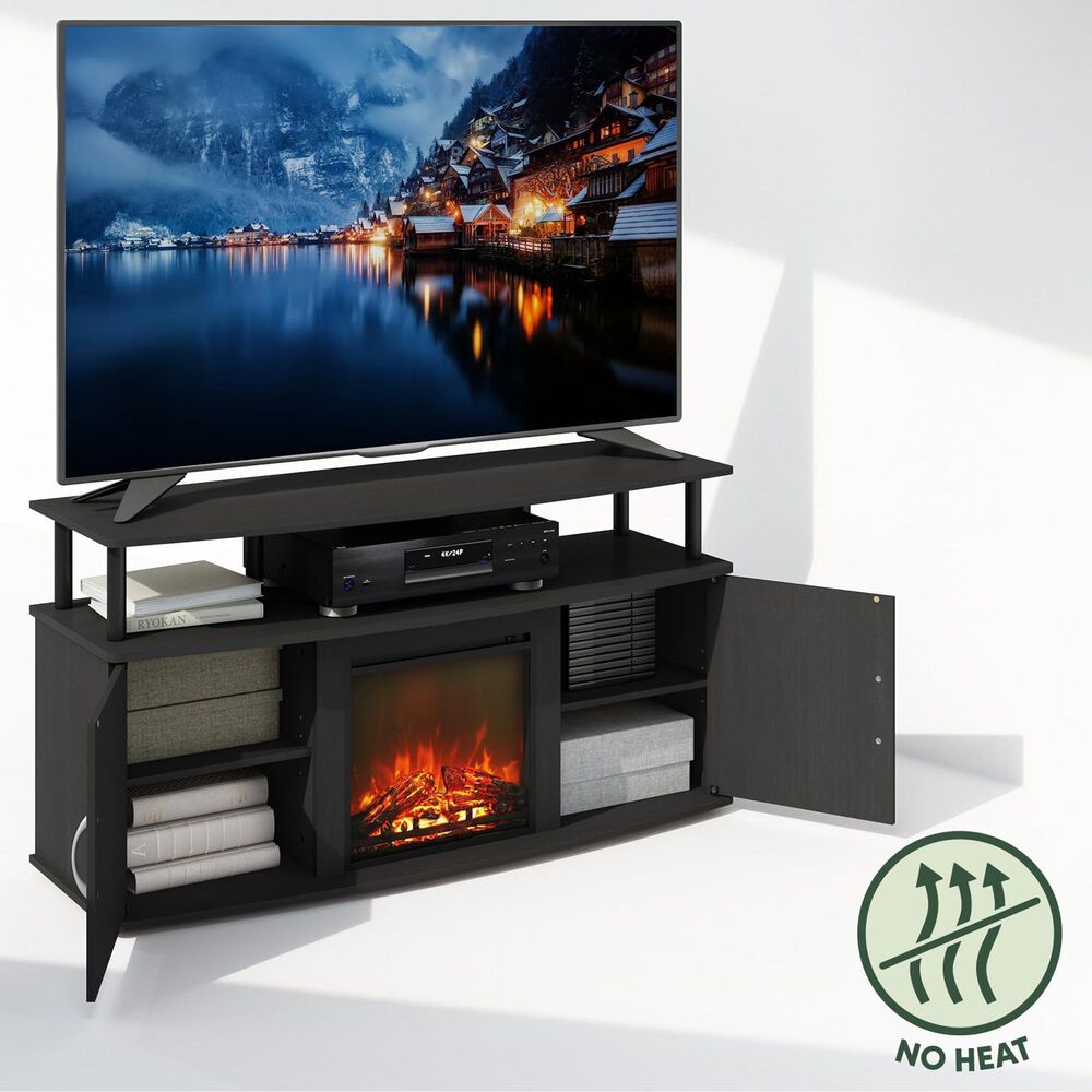 HOMLUX 47" TV Stand with No Heat Electric Fireplace and Two Doors in Americano and Black, , large