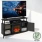 HOMLUX 47" TV Stand with No Heat Electric Fireplace and Two Doors in Americano and Black, , large