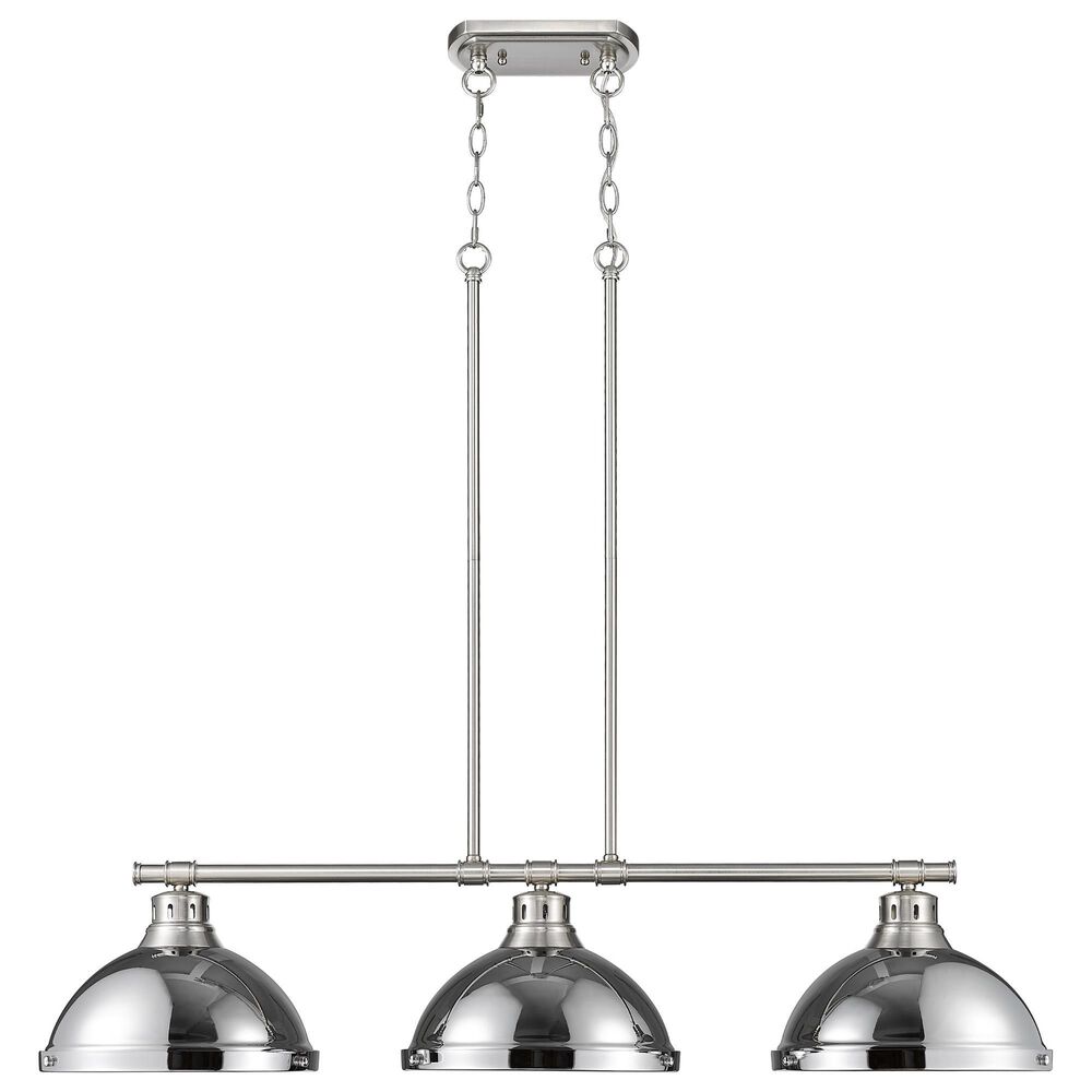 Golden Lighting Duncan 3-Light Pendant with Chrome Shade in Pewter, , large