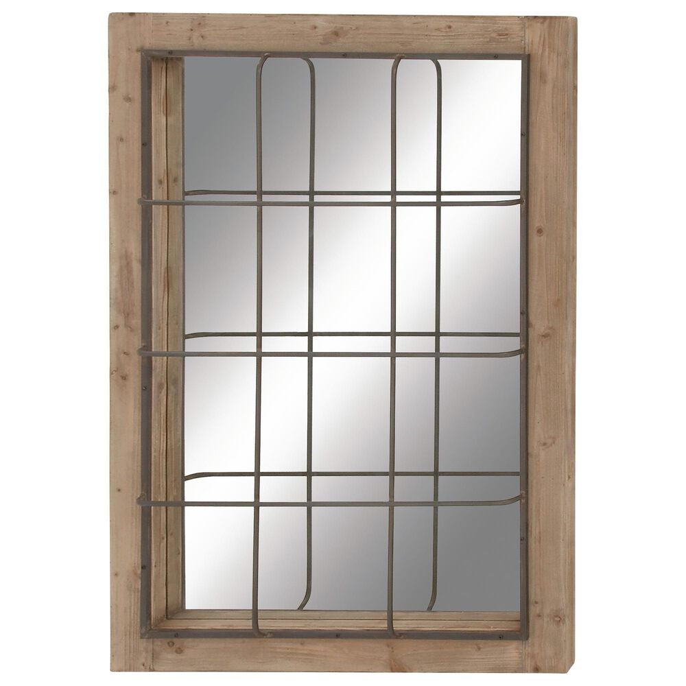 52" x 36" Wall Mirror in Natural Brown and Slate Gray, , large