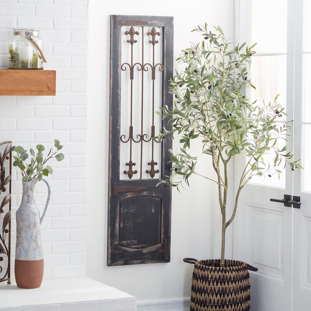 Maple and Jade 57&quot; x 16&quot; Gate Wall Decor in Dark Gray and Brown, , large