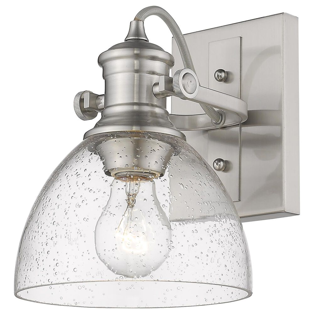 Golden Lighting Hines 1-Light Bath Vanity with Seeded Glass in Pewter, , large