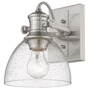 Golden Lighting Hines 1-Light Bath Vanity with Seeded Glass in Pewter, , large