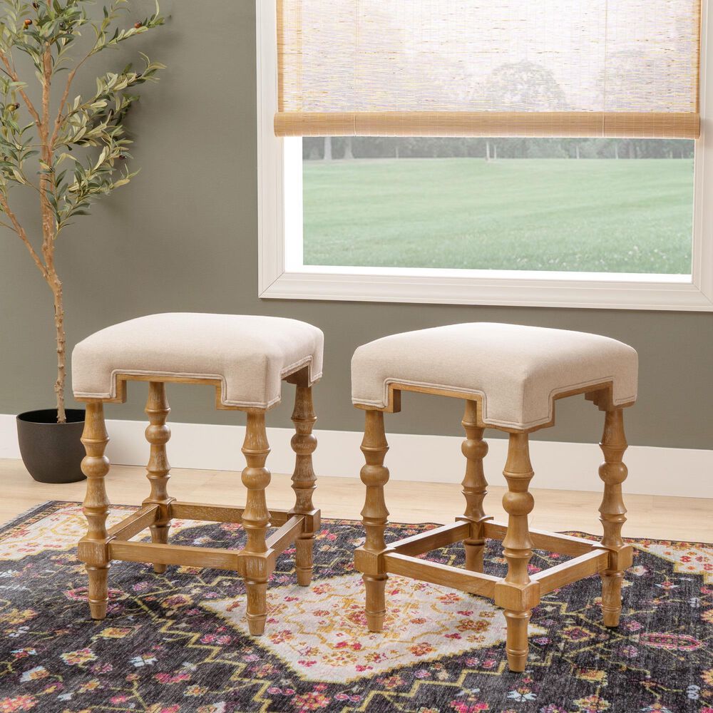 Linon Home Decor Shelly Backless Counter Stool in Brown, , large