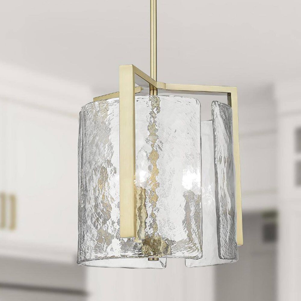 Golden Lighting Aenon 3-Light Brushed Champagne Bronze and Hammered Water Glass Linear Pendant Light, , large
