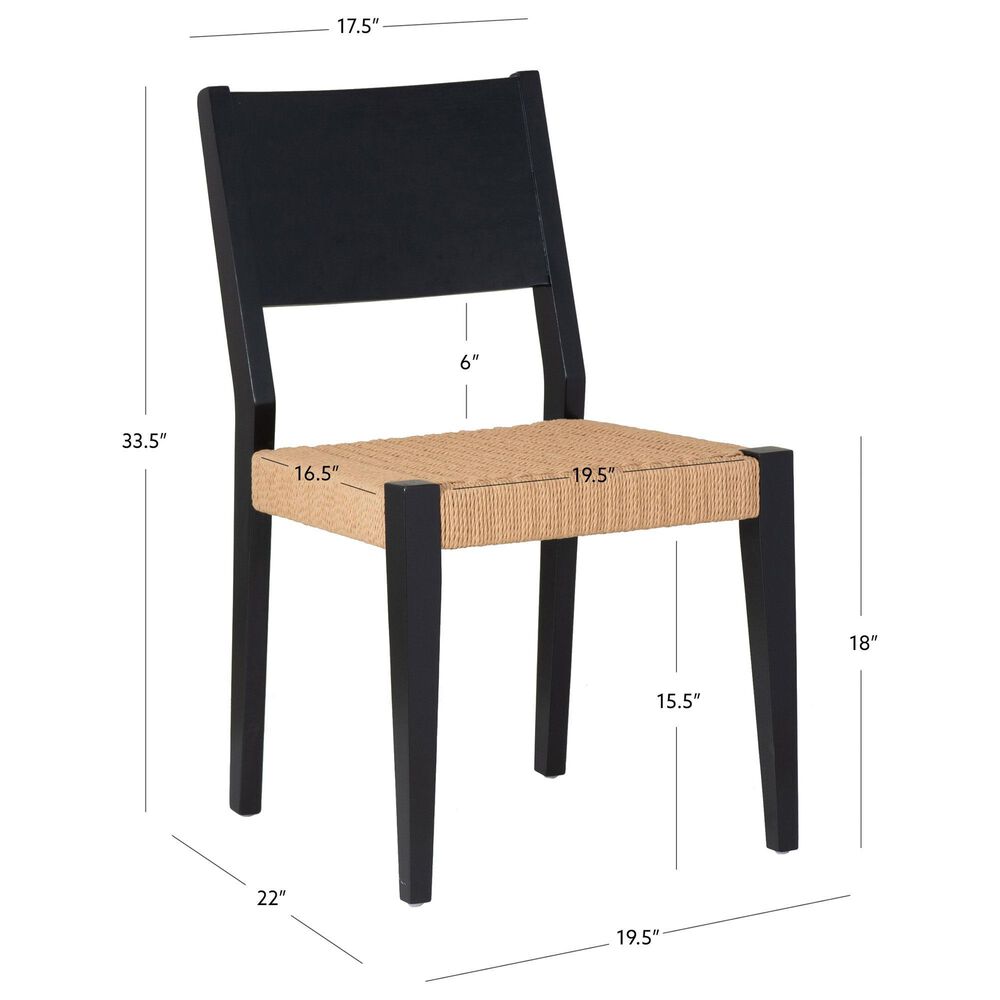 Linon Home Decor Cadence Side Chair with Woven Rope Seat in Black, , large
