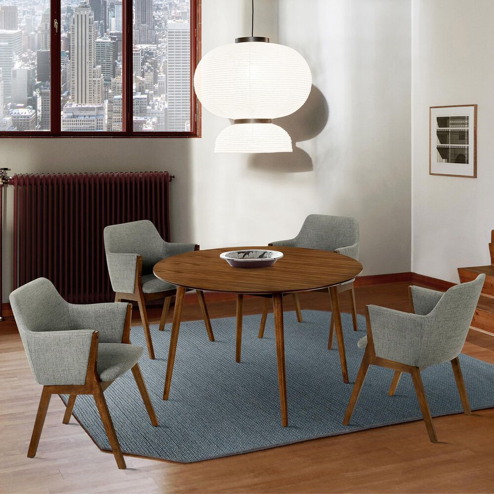 Blue River Arcadia and Renzo 5-Piece 48&quot; Dining Set with Charcoal Cushion in Walnut, , large