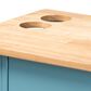 Baxton Studio Liona Kitchen Storage Cart in Sky Blue and Natural, , large