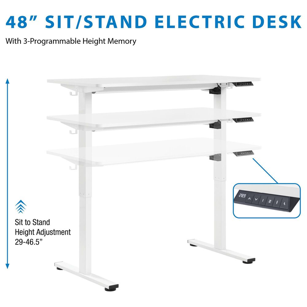 OSP Home Primo 48&quot; Electric Sit Stand Desk in White, , large