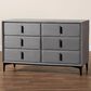 Baxton Studio Etienne 6-Drawer Dresser with Slate Grey Upholstered in Black, , large