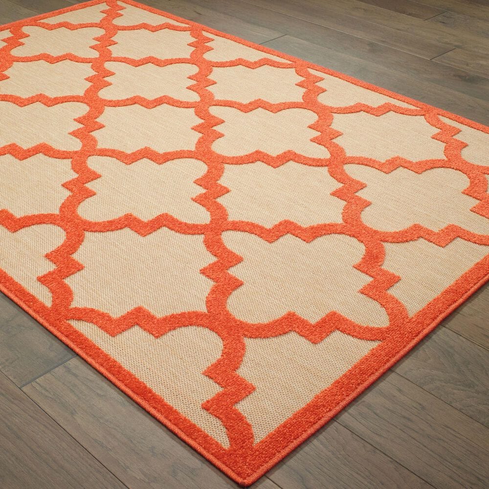 Oriental Weavers Cayman Sand and Orange 2'3" x 7'6" Indoor/Outdoor Runner, , large