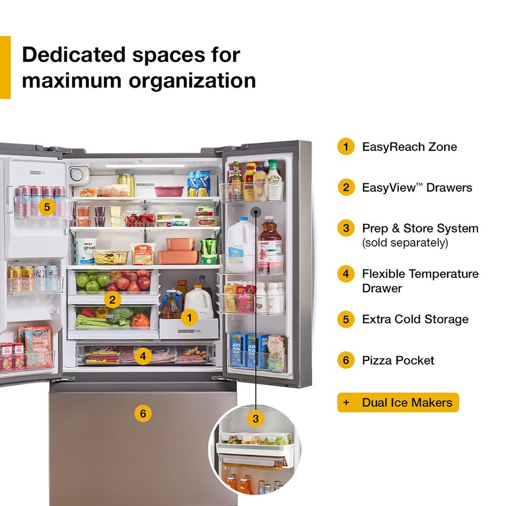 Whirlpool 23 Cu. Ft. Wide French Door Refrigerator with Dual Ice Makers in Fingerprint Resistant Stainless Steel, , large