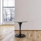 Leisuremod LeisureMod Verve Collection 27 Round Dining Table, Black Base with Laminated White Marbleized Top, , large