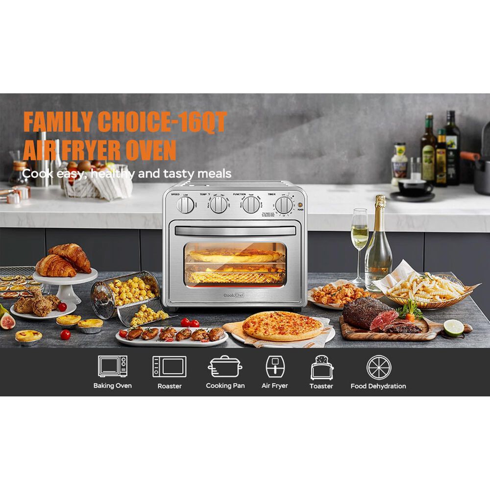 HOMLUX 16 Qt Air Fryer Toaster Oven in Silver, , large
