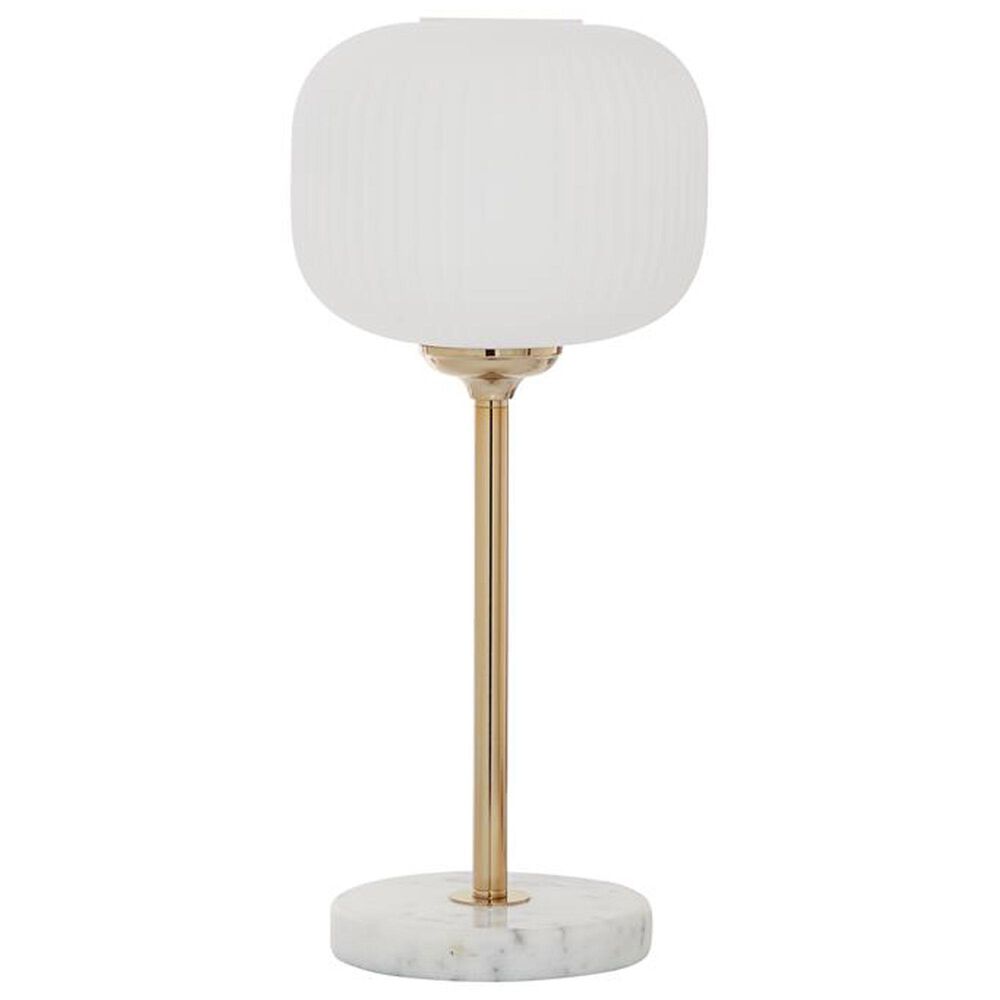Maple and Jade Metallic Stem and Marble Base Table Lamp in White and Gold, , large