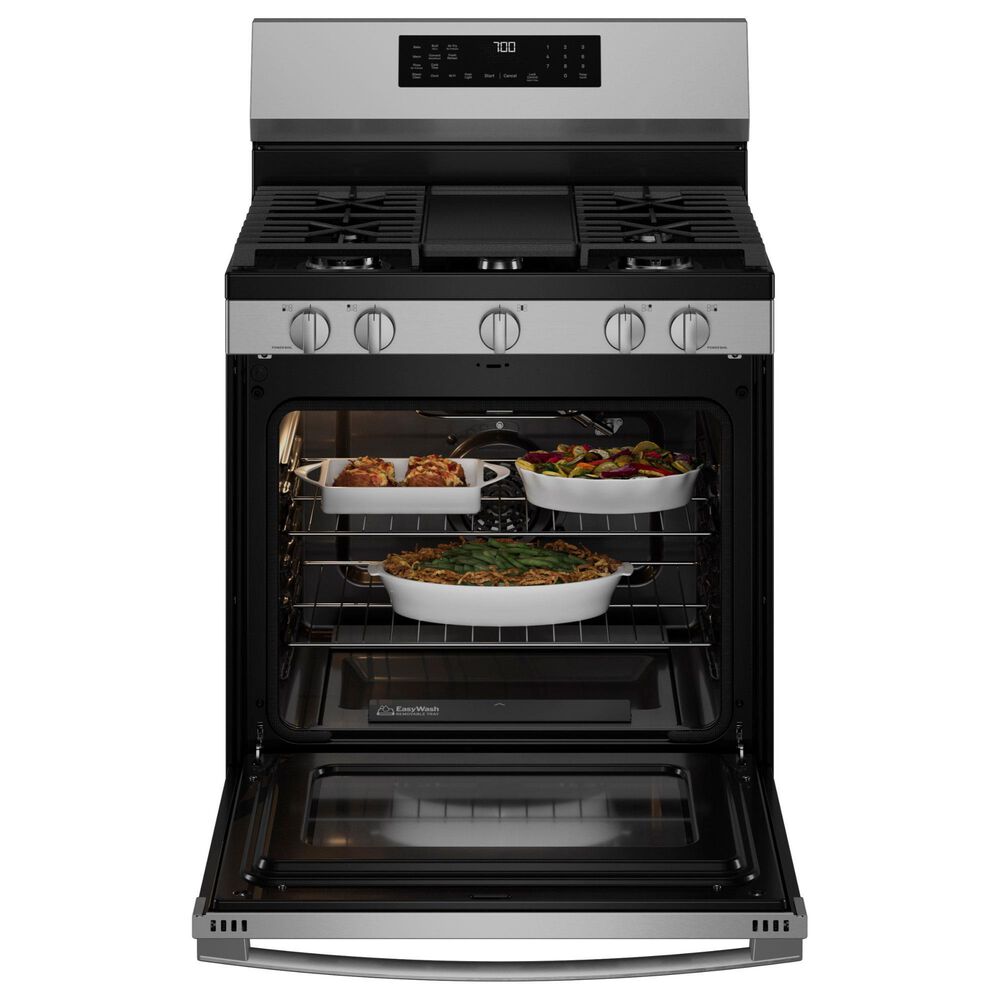 GE Profile 5.3 Cu. Ft. Smart Freestanding Gas Range with No Preheat Air Fry in Stainless Steel, , large