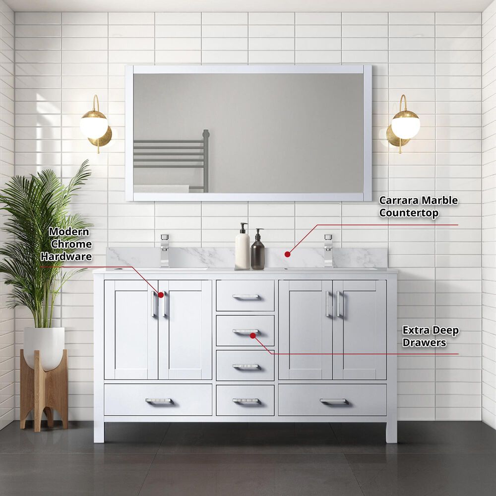 Lexora Home Jacques 60&quot; Double Bathroom Vanity Cabinet Only in Dark Grey and 58&quot; Mirror, , large