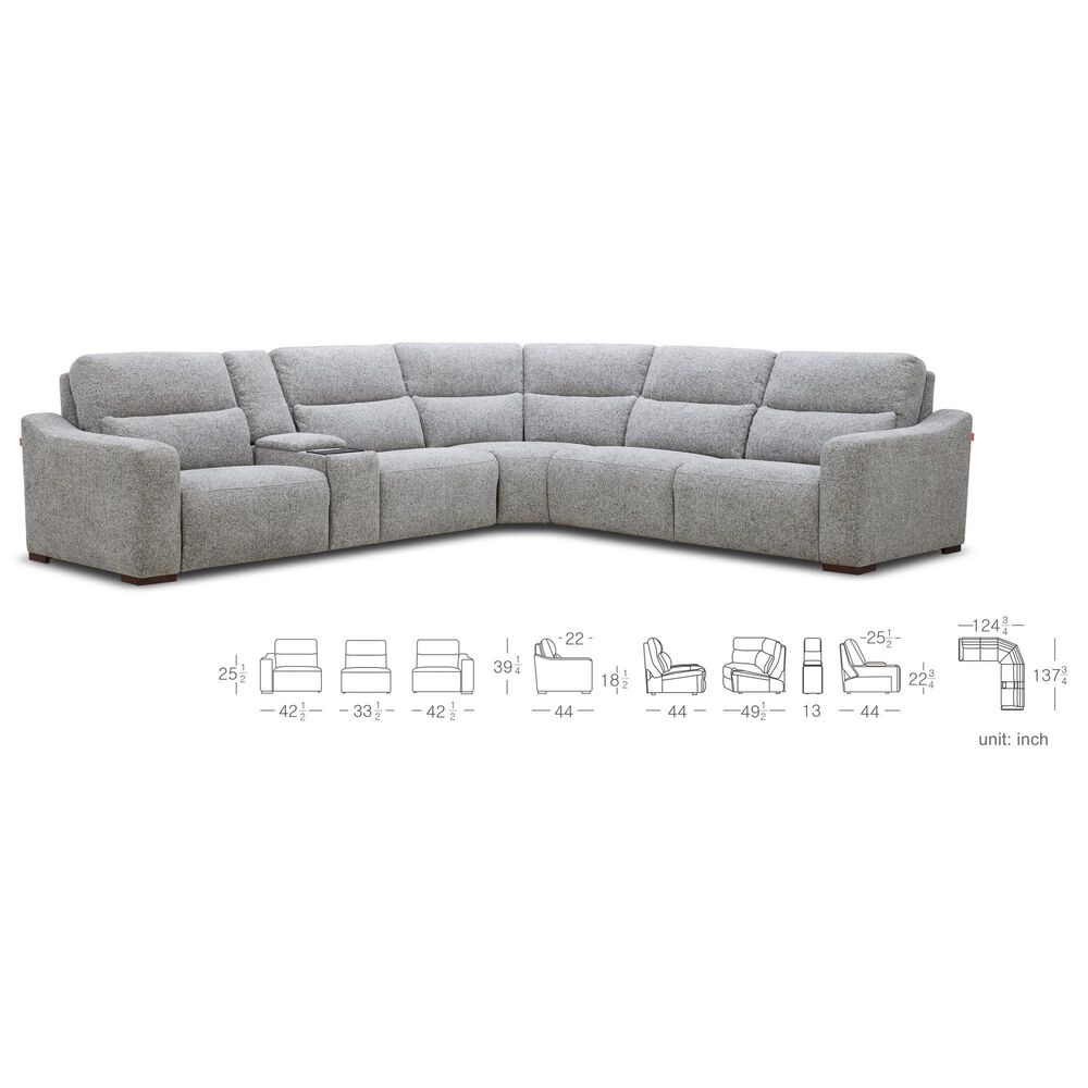 Interlochen 6-Piece Leather Reclining Sectional with Power Headrests, , large