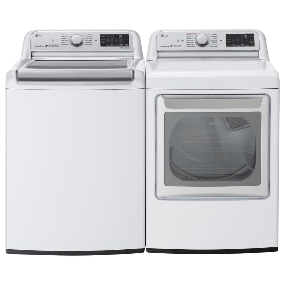 LG 5.5 Cu. Ft. Top Load Washer and 7.3 Cu. Ft. Electric Dryer Laundry Pair in White, , large
