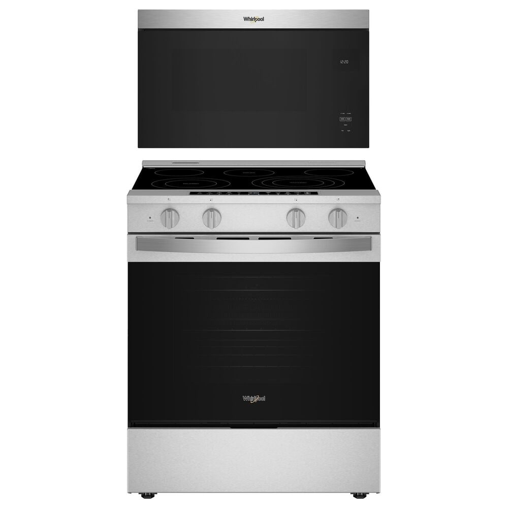 Whirlpool 2-Piece Kitchen Package with 5.3 Cu. Ft. Slide-in Electric Range and Over-the-Range Microwave in Fingerprint Resistant Stainless Steel, , large