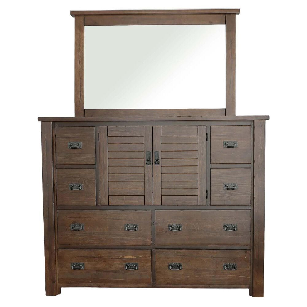 Tiddal Home Trestlewood 4-Piece King Poster Bedroom Set in Mesquite Pine, , large