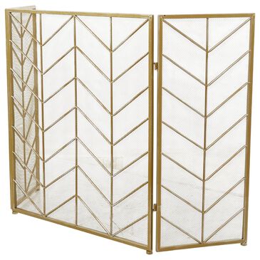 Maple and Jade 52" x 31" Fireplace Screen in Brass, , large