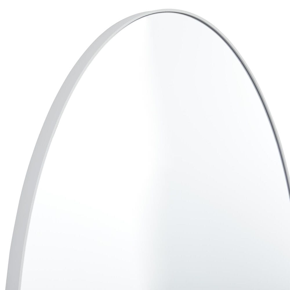 Maple and Jade 24&quot; Oval Wood Wall Mirror with Thin Minimalistic Frame in White, , large