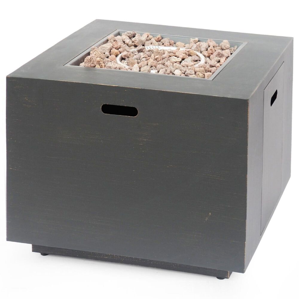 Noble House Wellington 33&quot; Square Concrete-Look Fire Pit in Brushed Brown, , large
