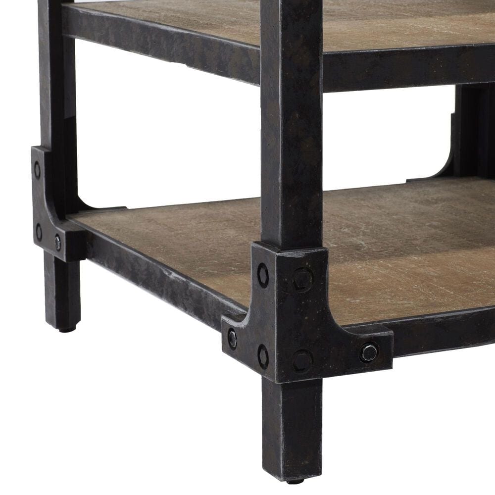 Maple and Jade 2-Shelf Accent End Table in Brown and Bronze, , large