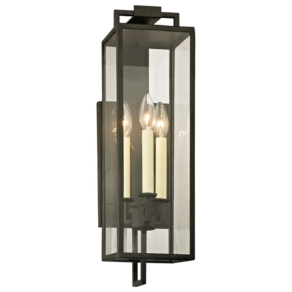 Troy Lighting Beckham 3-Light Exterior Wall Sconce in Forged Iron, , large