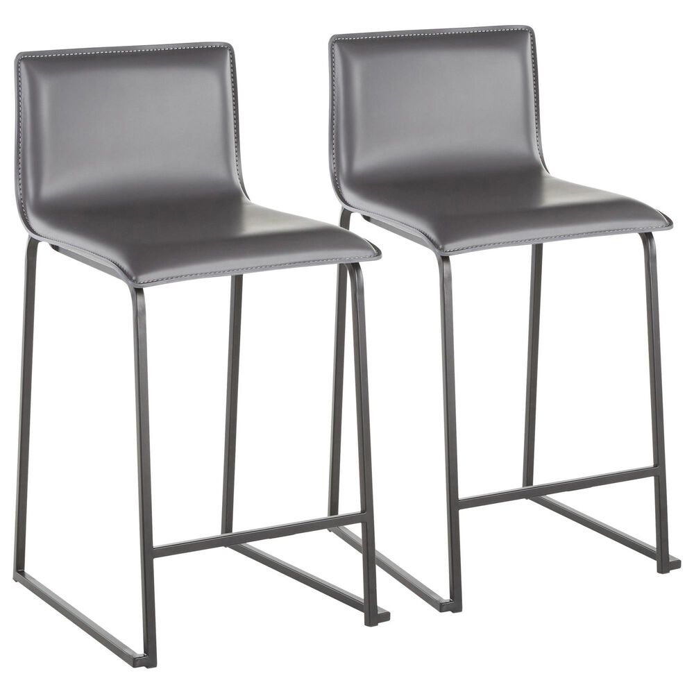 Lumisource Mara Counter Stool with Grey Cushion in Black (Set of 2), , large