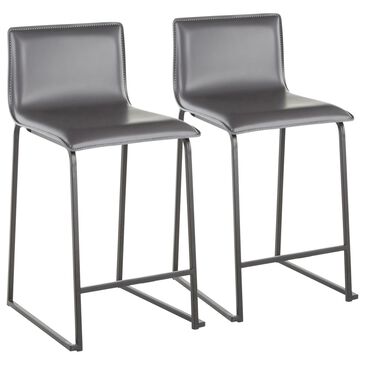 LumiSource Mara Counter Stool with Grey Cushion in Black (Set of 2), , large